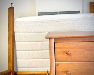 Queen bedframe and mattresses, and matching dresser and night stand