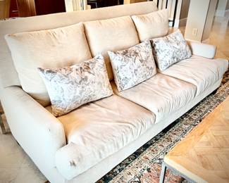 Lee Industries MCM-style Lawson off-white sofa