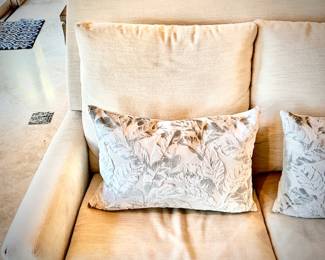 Lee Industries MCM-style Lawson off-white sofa