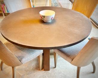 Modern breakfast table and four upholstered chairs