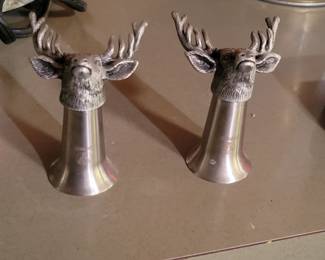 Jagermeister Bar Shot Glass - Deer Stag Buck Elk Head - Pewter & Stainless Metal