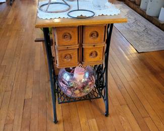 Great oak converted sewing table base into a table. 