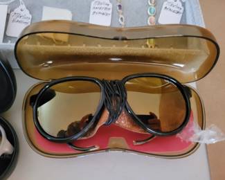 Vintage Bolle L.L.Bean Glacier Mirrored Sunglasses w/ Leather Shields 