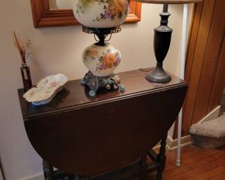 Vintage Hurricane Parlor Lamp Hand Painted Nite Lite Gone w/ the wind