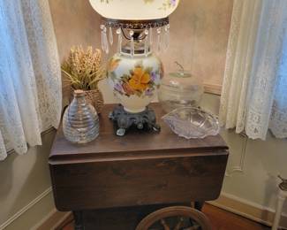 Gorgeous Vintage GWTW Lamp Pink Purple Clematis Flower Floral Hand Painted