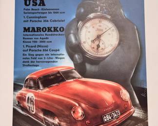 Porsche 356 - First 25 Years Signed And Numbered Print
Signed Erich Strenger. Showroom poster is in German - Meldet Neue Erfolge. Numbered ^69/250
