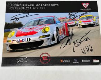 Autographed 2008 Flying Lizard Motorsports Porsche 911 GT3 RSR
Wolf Henzler, Patrick Pilet, Johannes Van Overbeek, Jörg Bergmeister, Lonnie Pechnik, Seth Neiman, and Darren Law