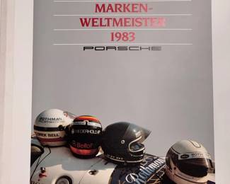 Porsche Marken-Weltmeister 1983 Signed And Numbered Print
Endurance - Weltmeisterschaft - Gruppe C
Signed by Ernst Strenger and numbered 409/500
A small fold on each of the bottom corners as seen in photos. Top left has a fold over mark as seen in photos. Left middle side has a small fold also. 
