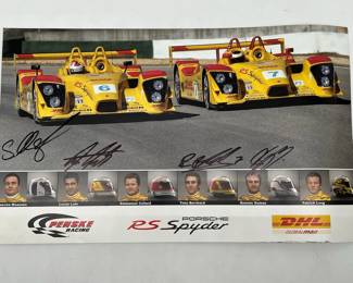Autographed 14” Porsche RS Spyder 9R6 Photography & Specs
Sascha Maassen, Lucas Luhr, Timo Bernhard, Romain Dumas
