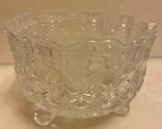 Hofbauer lead crystal Butterfly design 3 Footed Bowl