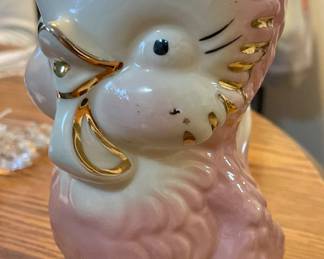 1940s Shawnee Pottery owl pitcher with 14k gold trim