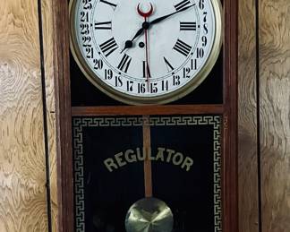 Antique E. Ingraham Calendar Store Regulator Wall Clock