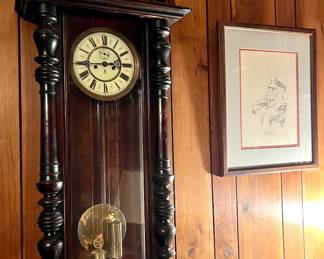 Large Double Weight Vienna regulator wall clock Early 19thc by Gustav Becker