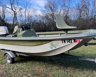 Angler Custom Fishing Boat with 55 Hydro-Electric Drive Johnson Outboard Motor