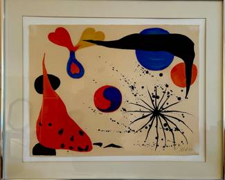 Flies in the Spider Web 1975 Signed Litho 150/175 paper sheet 19 1/2 x 25 1/2
Litho in colors on Japan paper signed in pencil
Alexander Calder 1898-1976