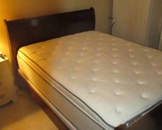 Sleigh bed with box spring and mattress