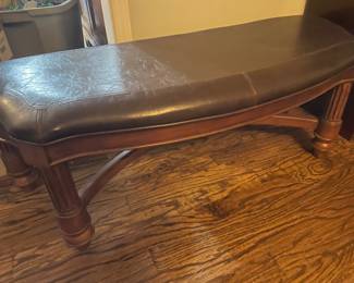 Wooden leather end bench