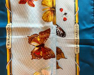 Hermes Carre 90 Caty Farandol Butterfly Scarf