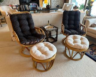 Rattan chair and ottoman