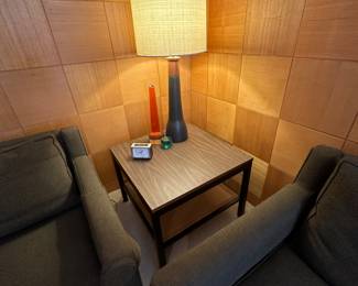 vintage, Gordon Martz, Mid Century Ceramic and Walnut Lamp