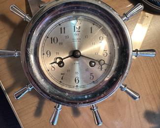 Salem Ships Bell Clock. Ship’s Wheel 8 Day Jeweled