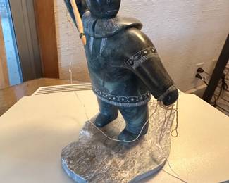 Stone Carving Sculpture by Alaska Inuit Artist Glenn Tingook (1932 - 2000)