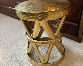 Vintage Woco Hong Kong Hammered brass stool
