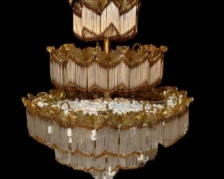 Italian Liquid Amber And Crystal Chandelier