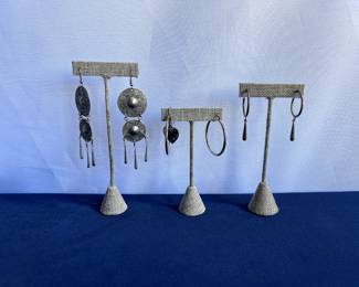 Sterling Silver Hoop Earrings With Detailing & Two Sets Of Silver Tone Earrings
