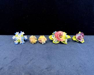 Denton China Pins Made In England & Costume Clip On Earrings