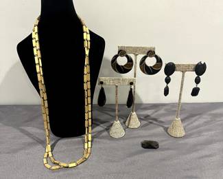 Monet Gold-Tone Chain & Costume Earrings