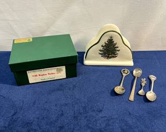 CUTHBERTSON Original Christmas Tree C96 Napkin Holder & Spoons