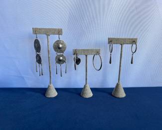 Sterling Silver Hoop Earrings With Detailing Two Sets Of Silver Tone Earrings