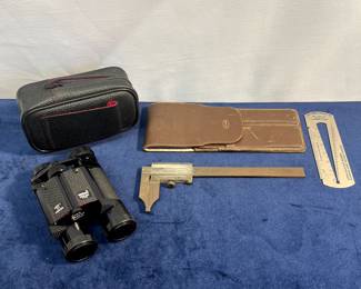 VDO Standard CSE Calipers & Tasco 10x20 # 172 Binoculars With Case