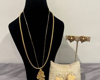 Gold-Tone Necklaces, Clip-On Earrings & Matching Brooches