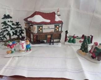 Sampling of Christmas Villages, buildings and people, plus scenic props