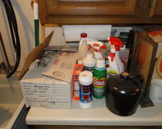 No idea as to what is in the box, but those are cleaning supplies