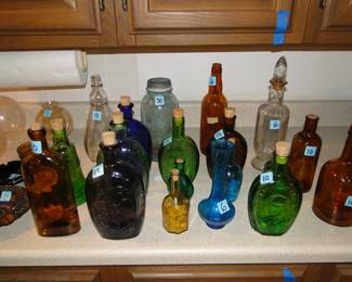 Glass vintage bottles and jars