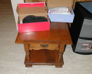 End table and shoes
