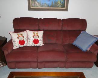 Ultra comfy sofa, complete with pillows. The good news, this is a ranch home, so no stairs to move the super comfy sofa out of the house