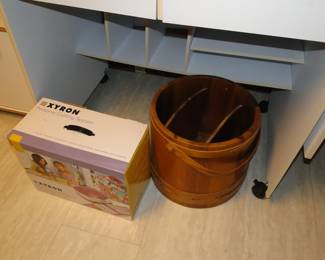 XYRON Personal cutting system, and a nice wooden bucket