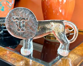 SOLD- art glass lion sculpture