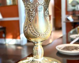 $350; sterling silver chalice and tray, found online for $547; 7"h