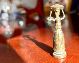 $42; Tiny! Hans Teppich brass Shulmanite woman Bibilical figurine; 2"h