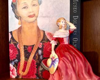$30; Museo Dolore Olmedo Patino coffee table book. $28; Paragon English porcelain figurine; 8”h. Many art coffee table books available at this sale.