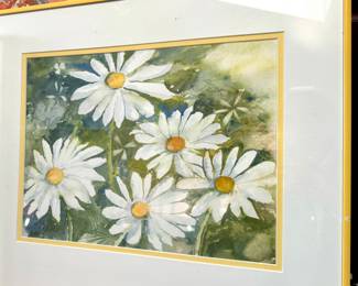 SOLD original daisy painting framed and painted