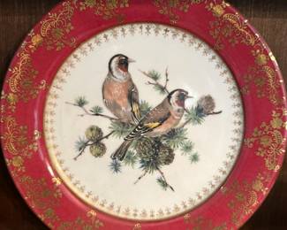 $30; vintage porcelain De Versailles bird plate with gold gilded details; 10”d
