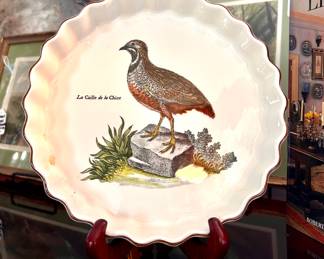 SOLD; Villeroy & Boch quiche tart dish with quail, microwavable, freezer and oven safe; 8"d