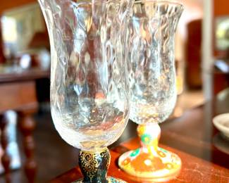 $12 each; hand painted, vintage cordial glasses; 4.5"h