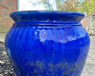 SOLD large blue glazed planter. $20; medium blue glazed planter (not shown).